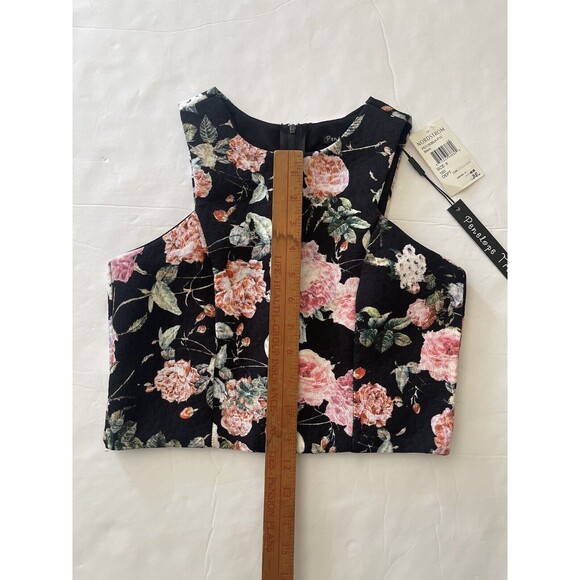 Penelope Tree Floral Black Pink Crop Zip Top Size Small - Picture 3 of 10
